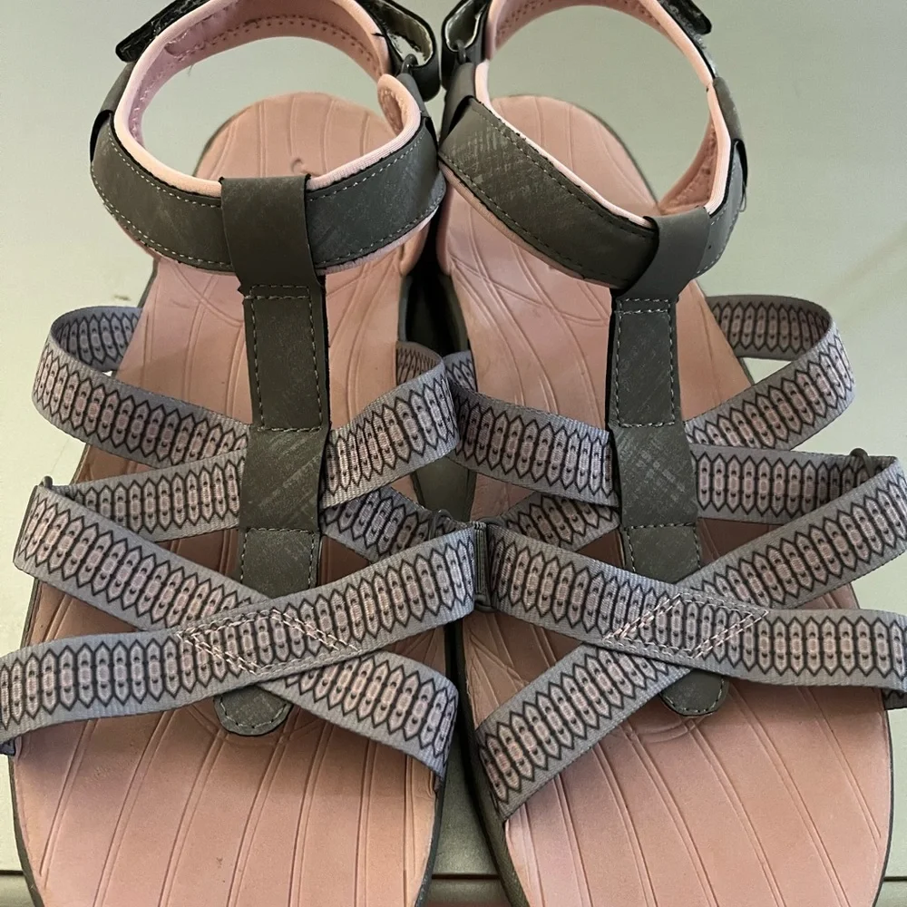 Elegant Pink and Gray Women's Sandals